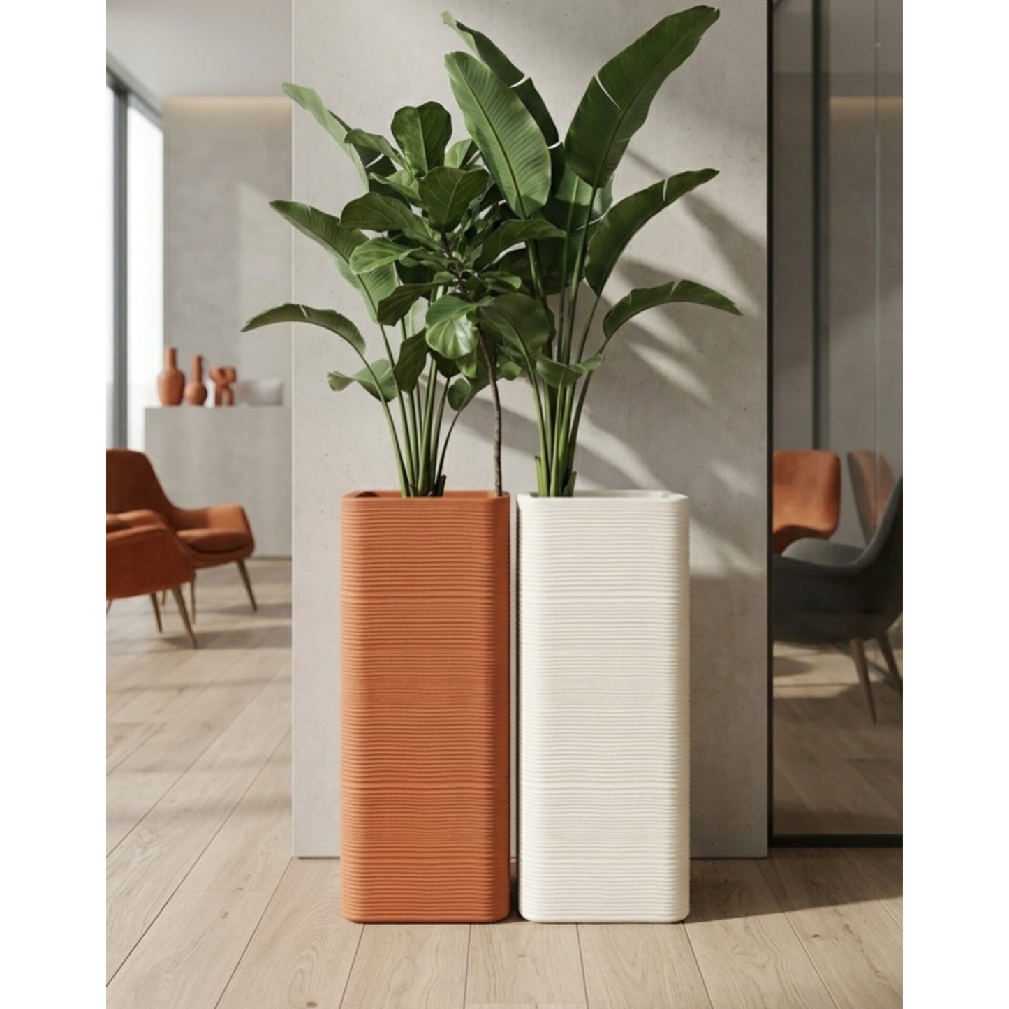 Tall Square Textured Planter 32cm