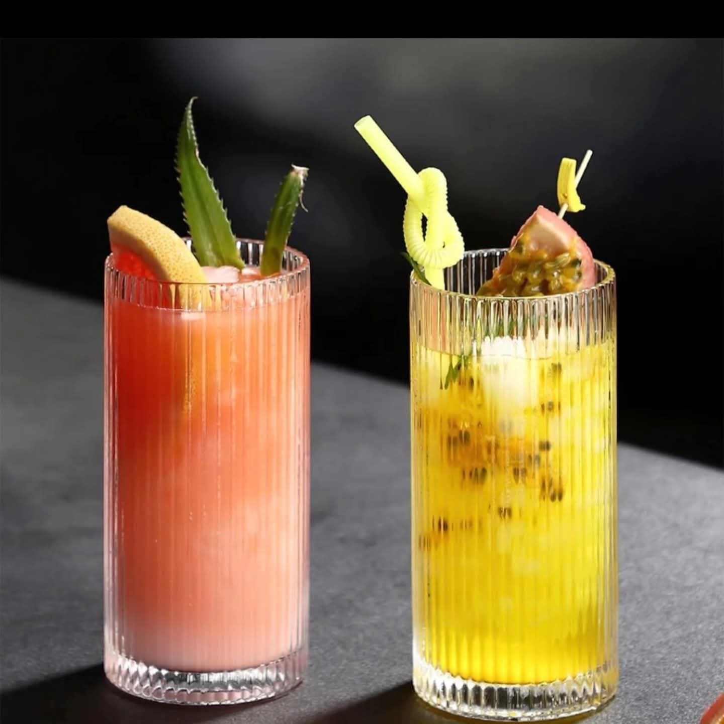 6Pc ribbed juice glasses