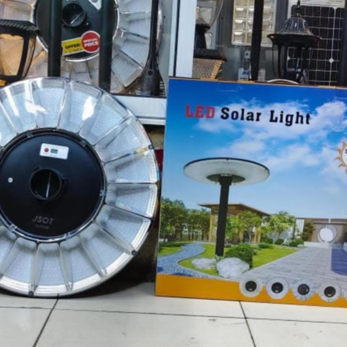 Spool of wire and LED solar light.