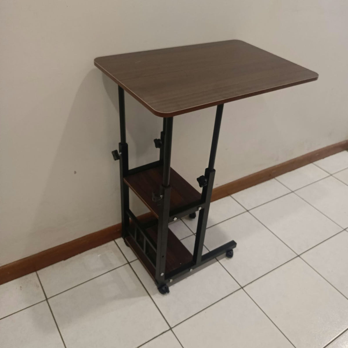 Adjustable C Shaped Side Table with Wheels