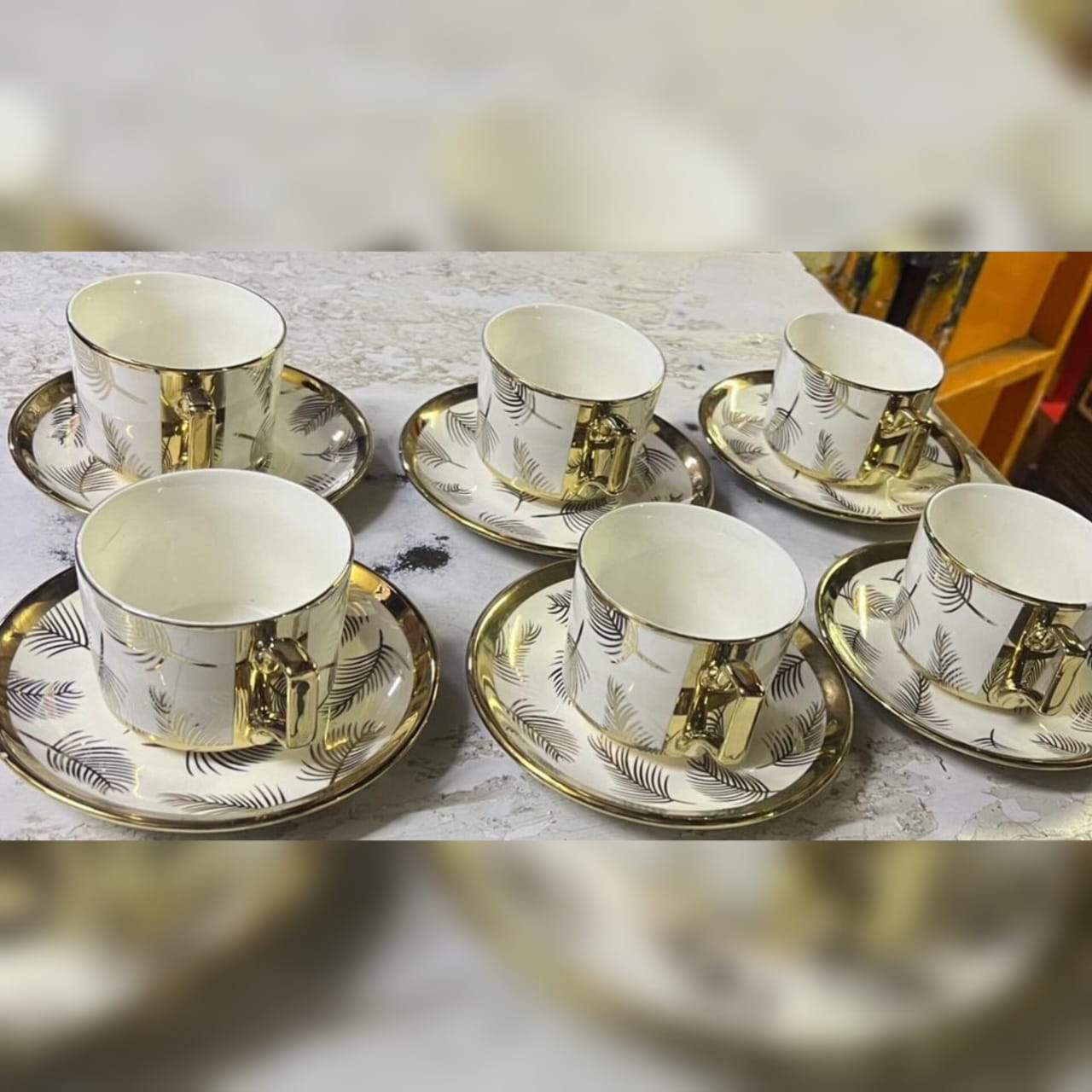 12Pc golden cup and saucer set