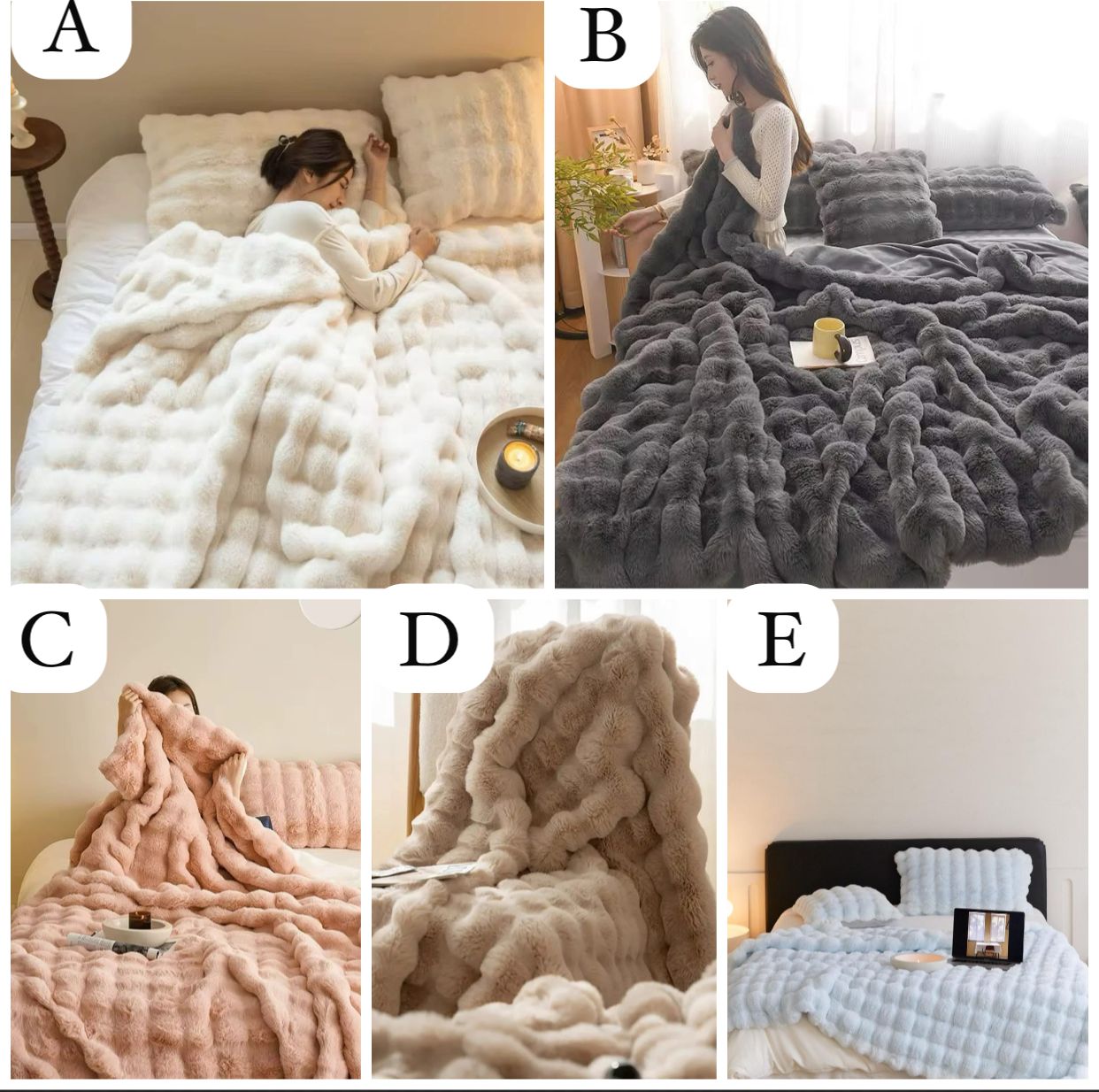 Luxury soft bubble fleece throw blanket