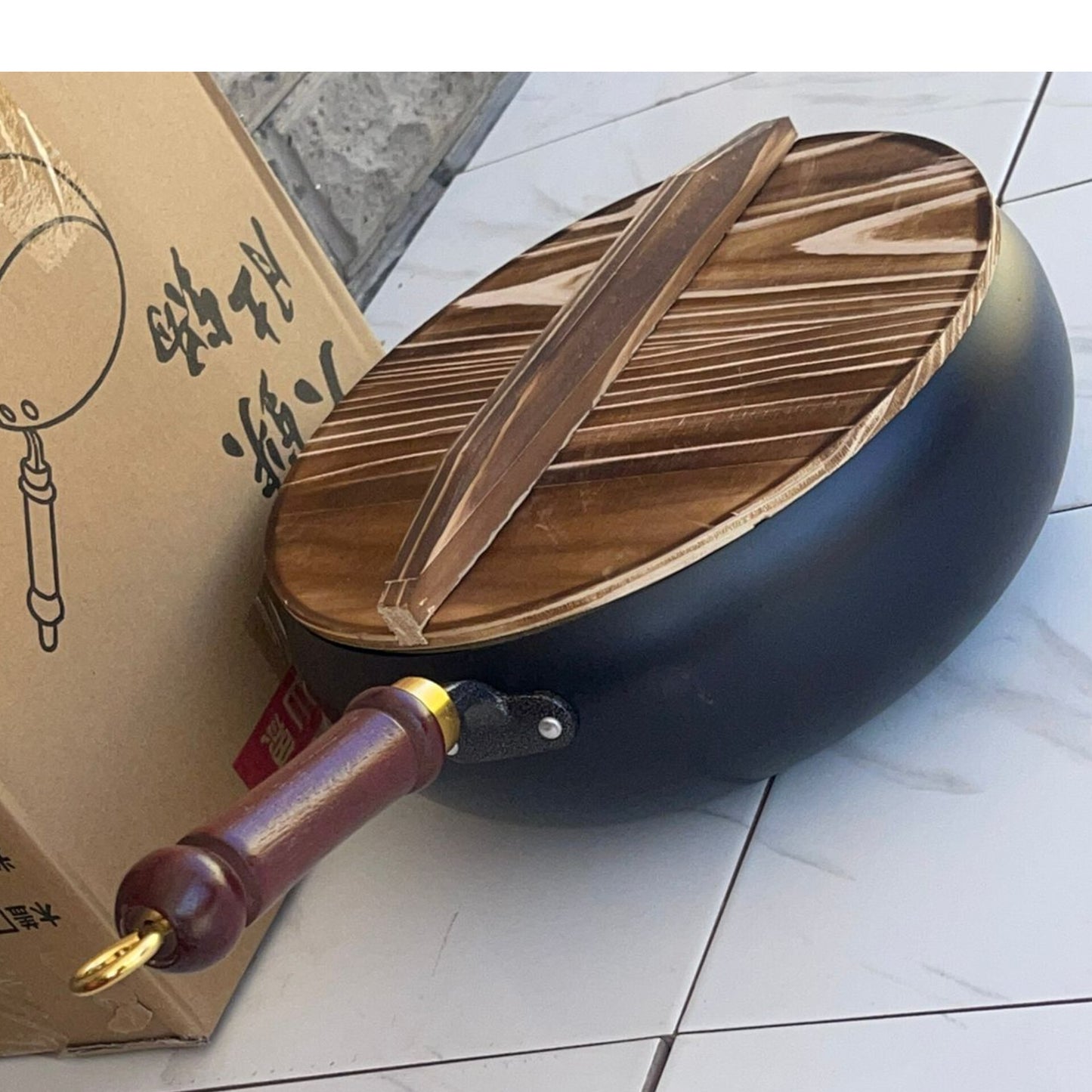 Non Stick Wok Pan with Bamboo Lid