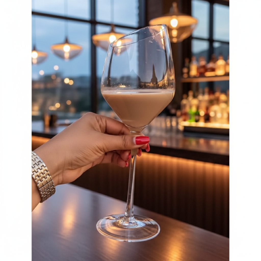 6pc Slanted wine glasses