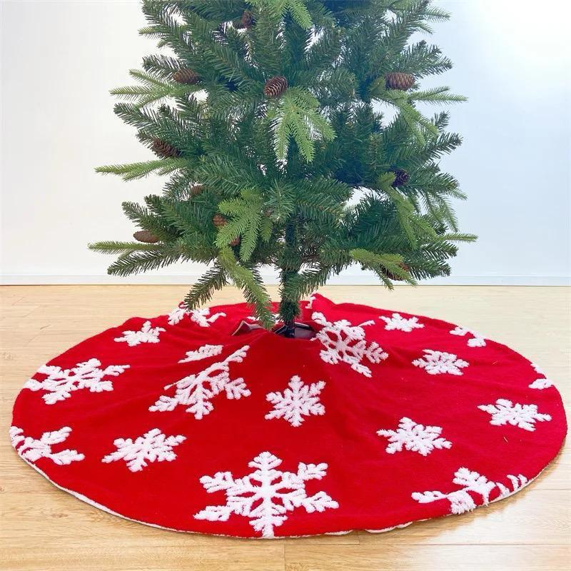 RED SNOWFLAKE CHRISTMAS TREE SKIRT 90cm