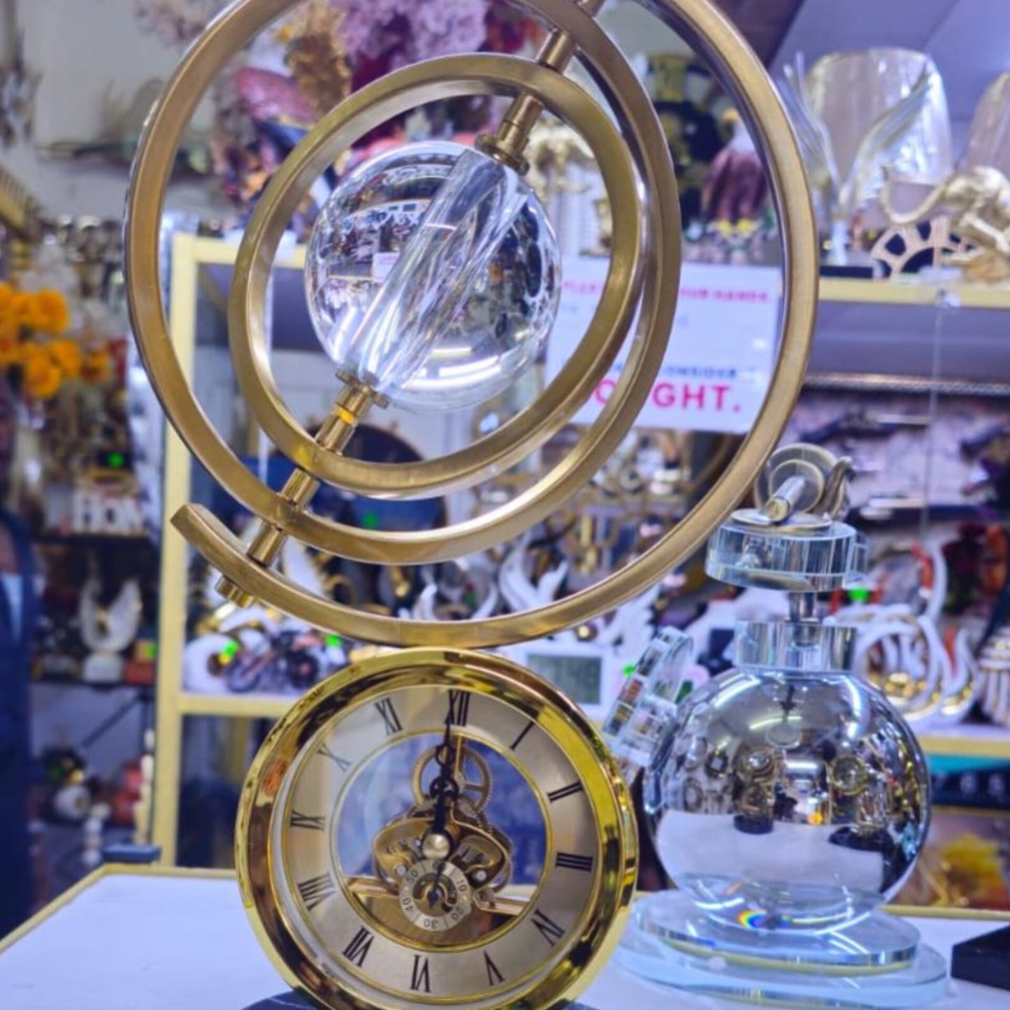 Marble Base Retro Gold Table Clock