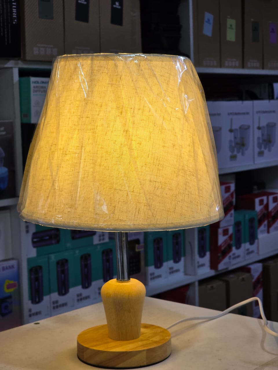 LED Wood Base Table Lamp