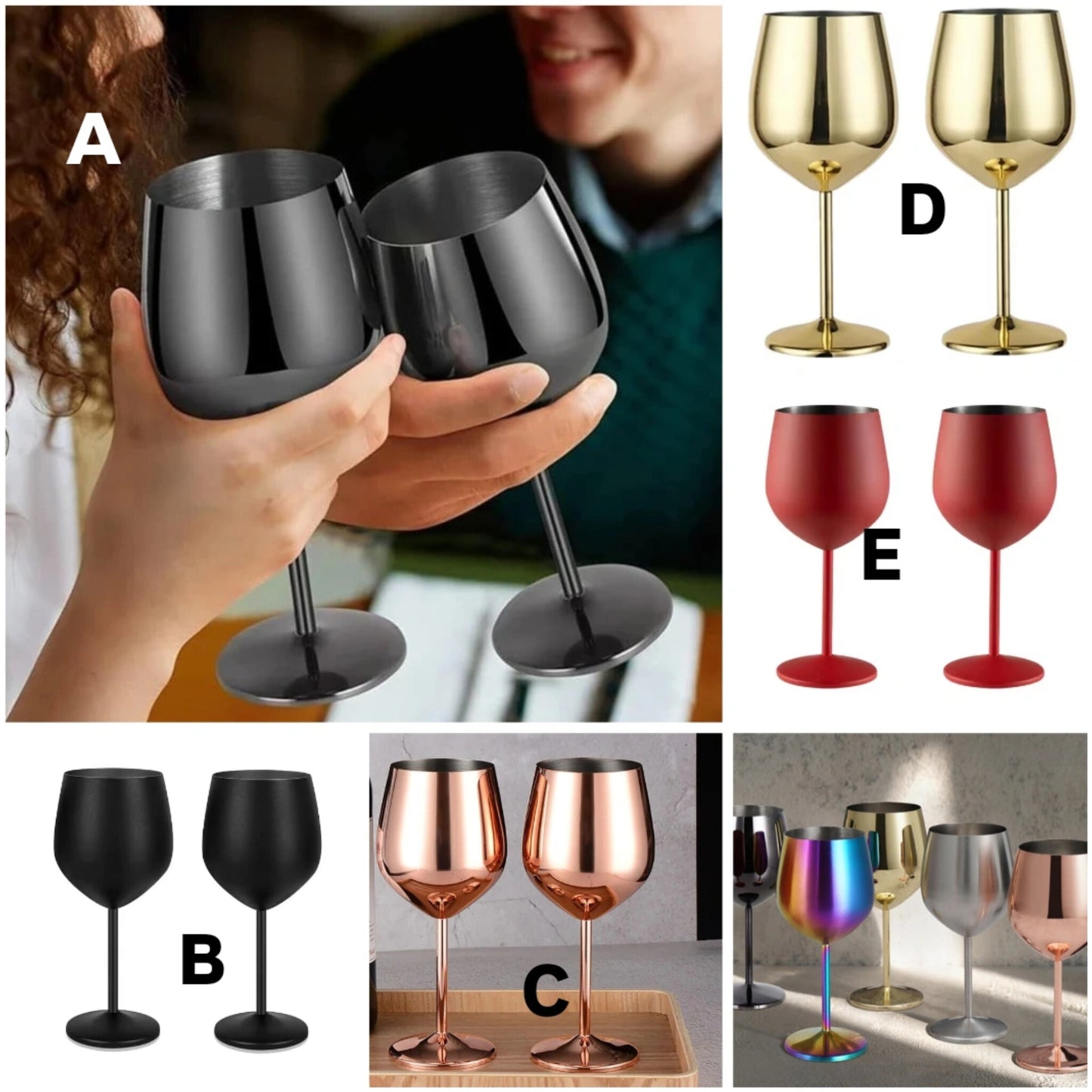 Stainless Steel Non Breakable wine glasses