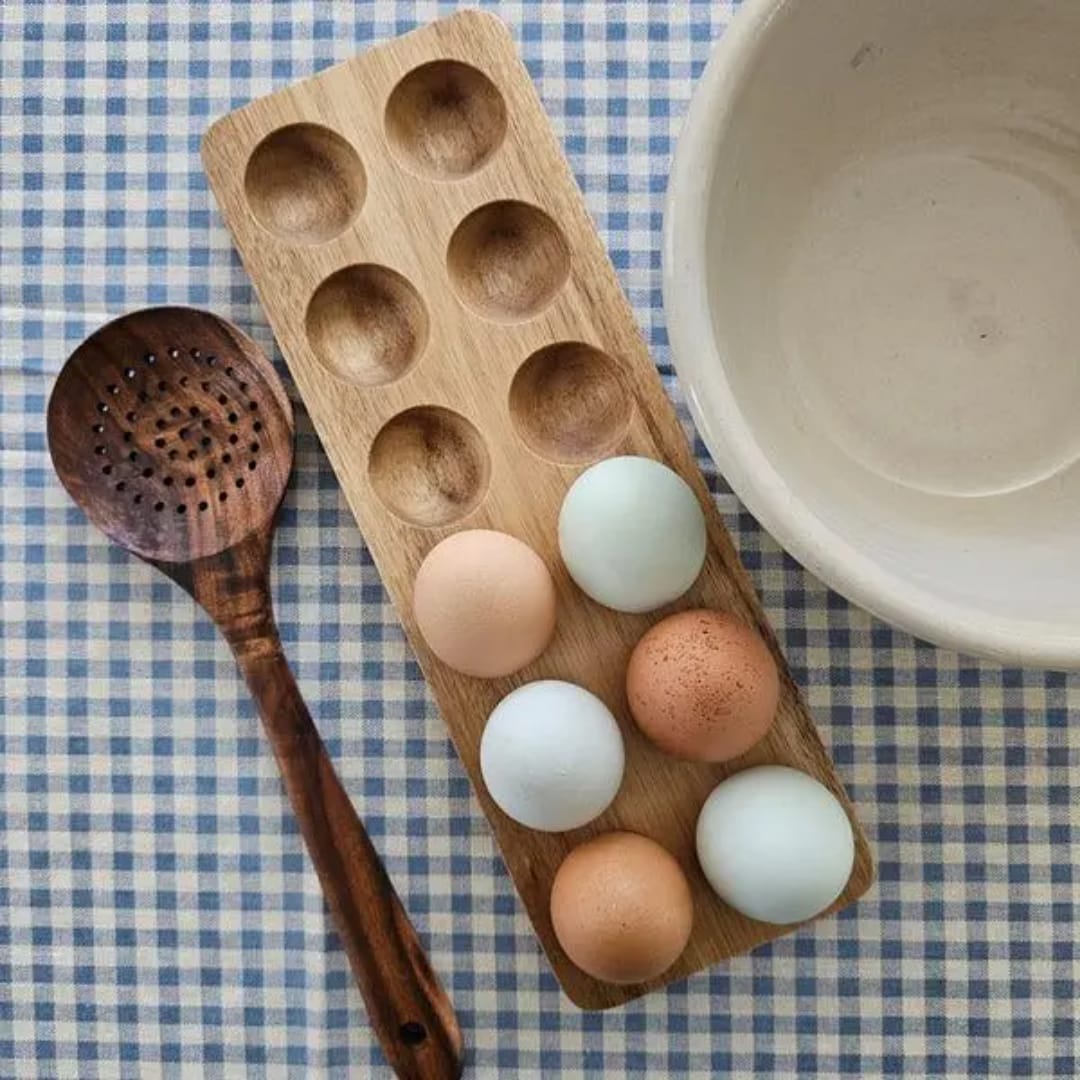 12 Slot Wood Egg Storage Tray