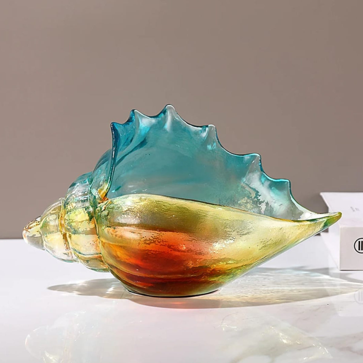 Conch Shell Hand Blown Glass Storage Bowl
