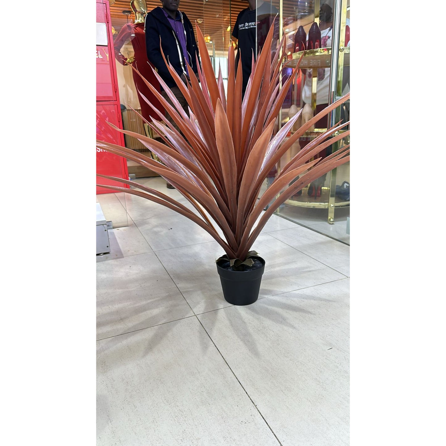 A 60cm artificial gladiolus plant with many long brown leaves