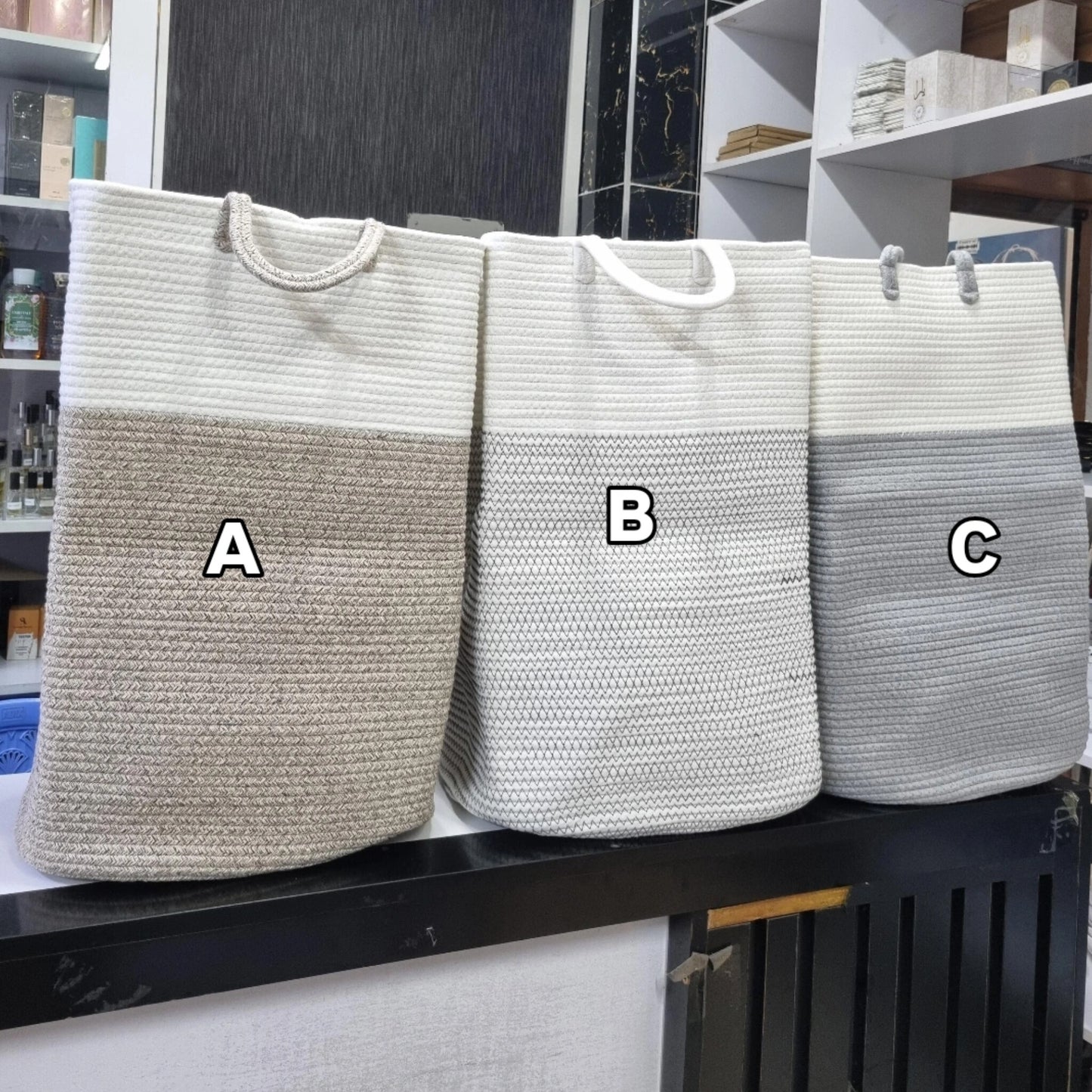 Rectangular Non Woven Cotton Rope Laundry Basket