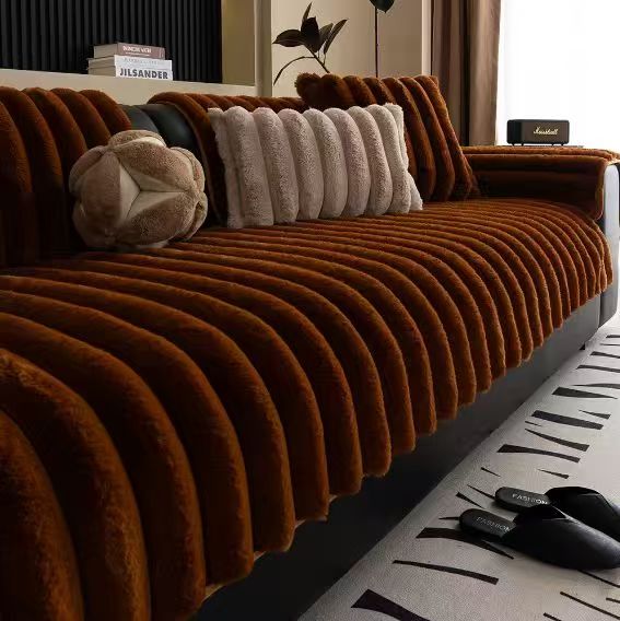 7 Seater plush fur sofa cover set