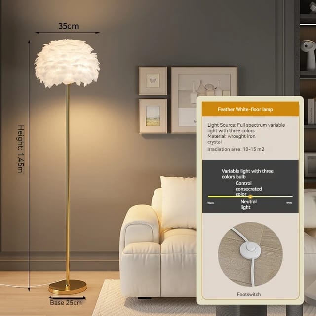 Feather White Floor Lamp