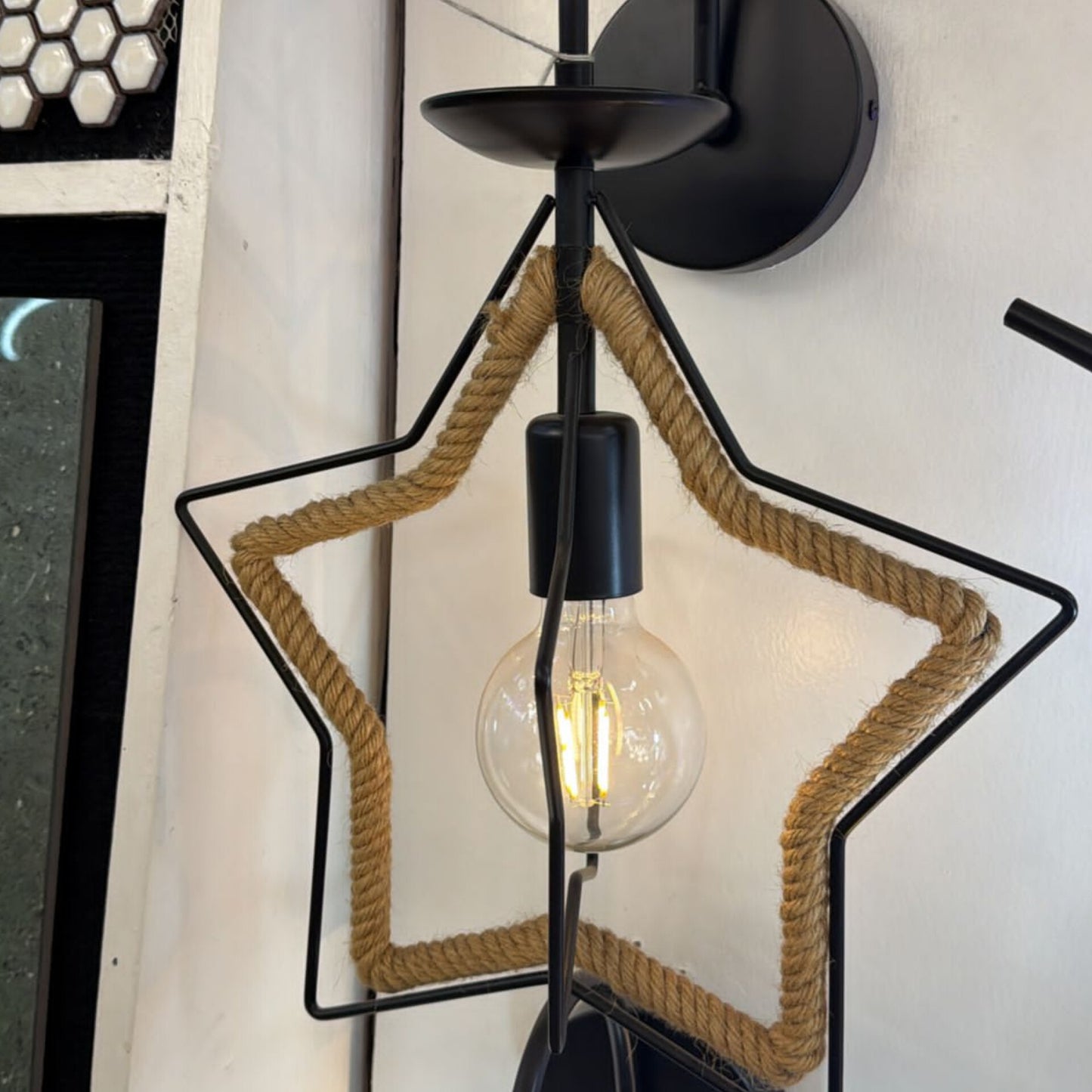 Star Shaped Wall Rope Lamp with Bulb