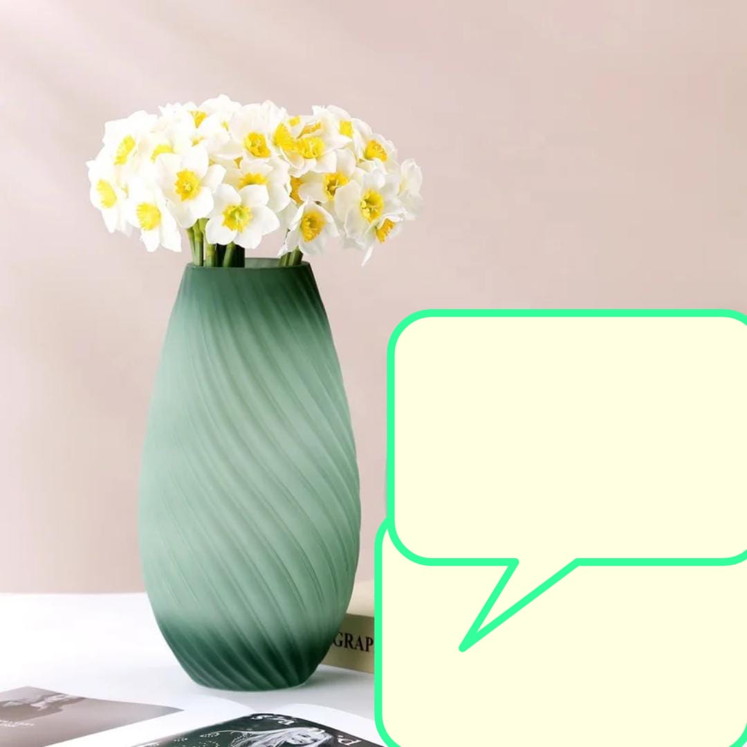 Tall Twisted Ribbed Green Glass Decorative Flower Vase