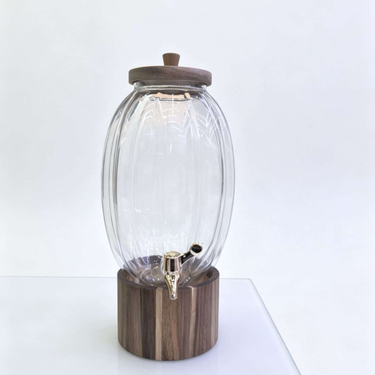 6L Glass Juice Dispenser with Wooden Lid And Gold Tap