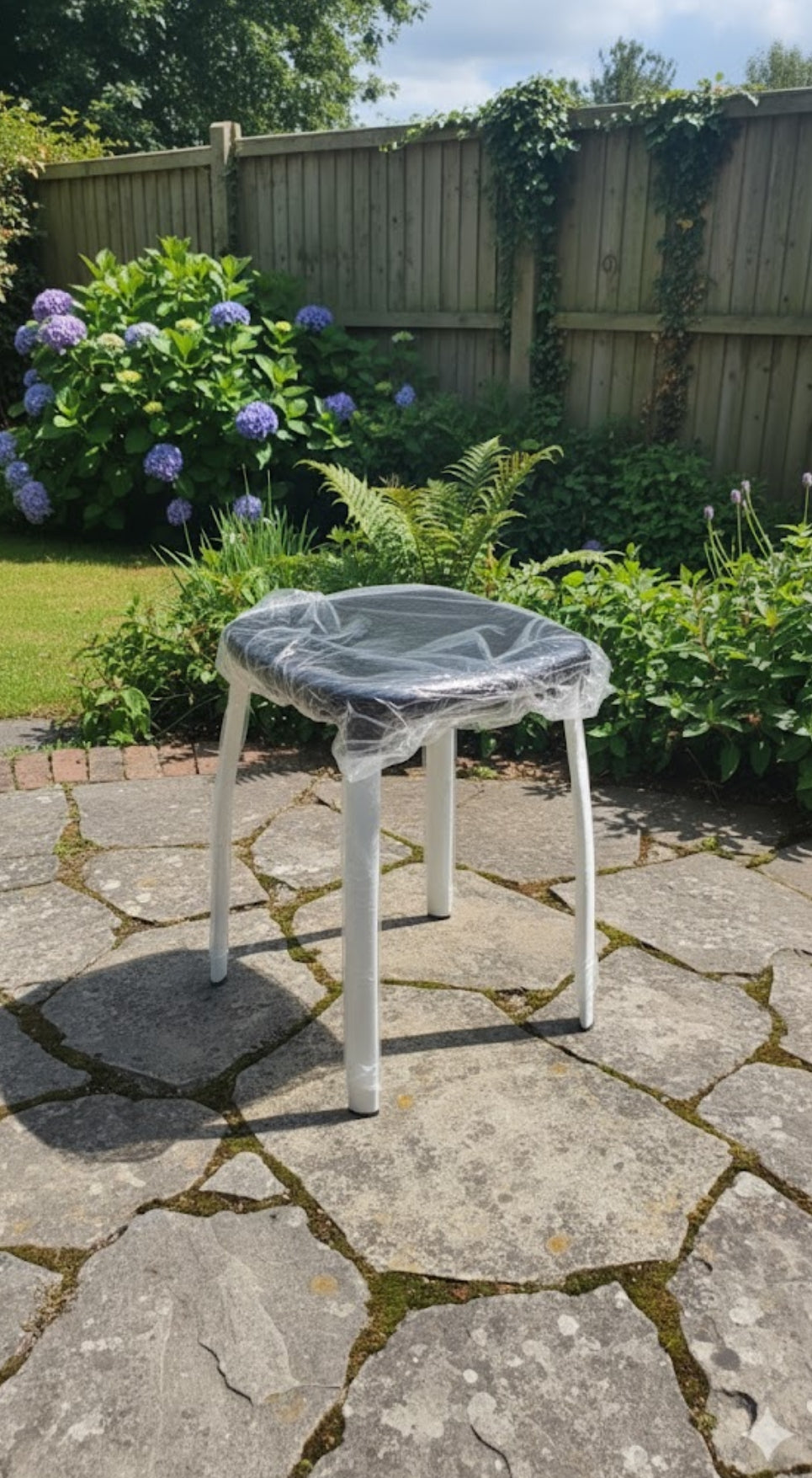 Metallic legs plastic seat