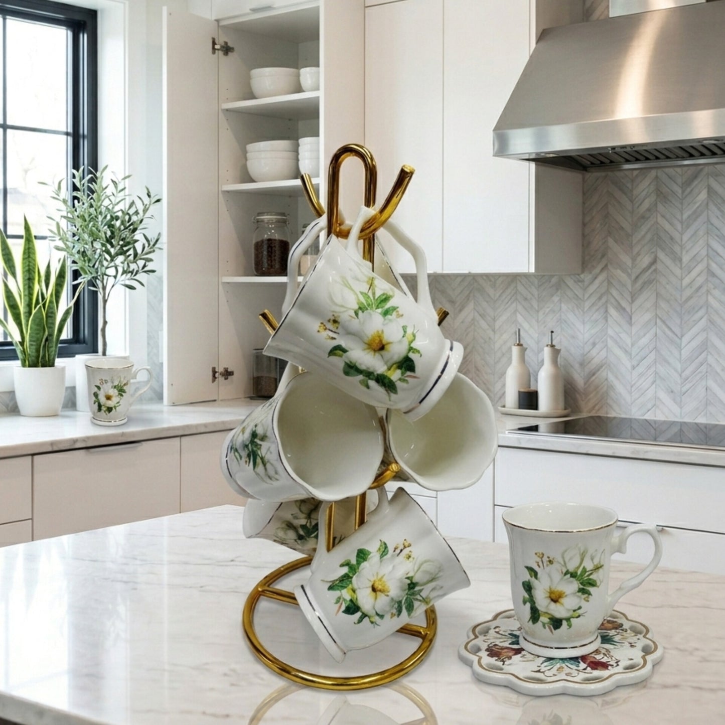 6 Piece Floral Tea Mug Set