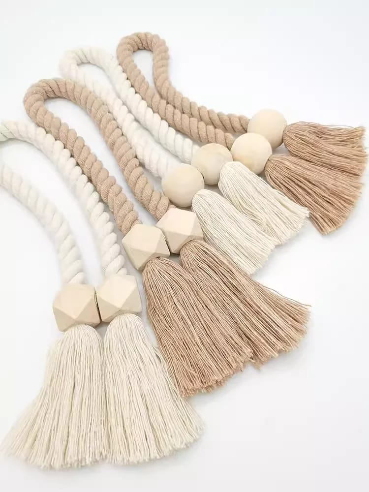 Hand Woven Solid Wood Magnetic Knot Curtain Tiebacks