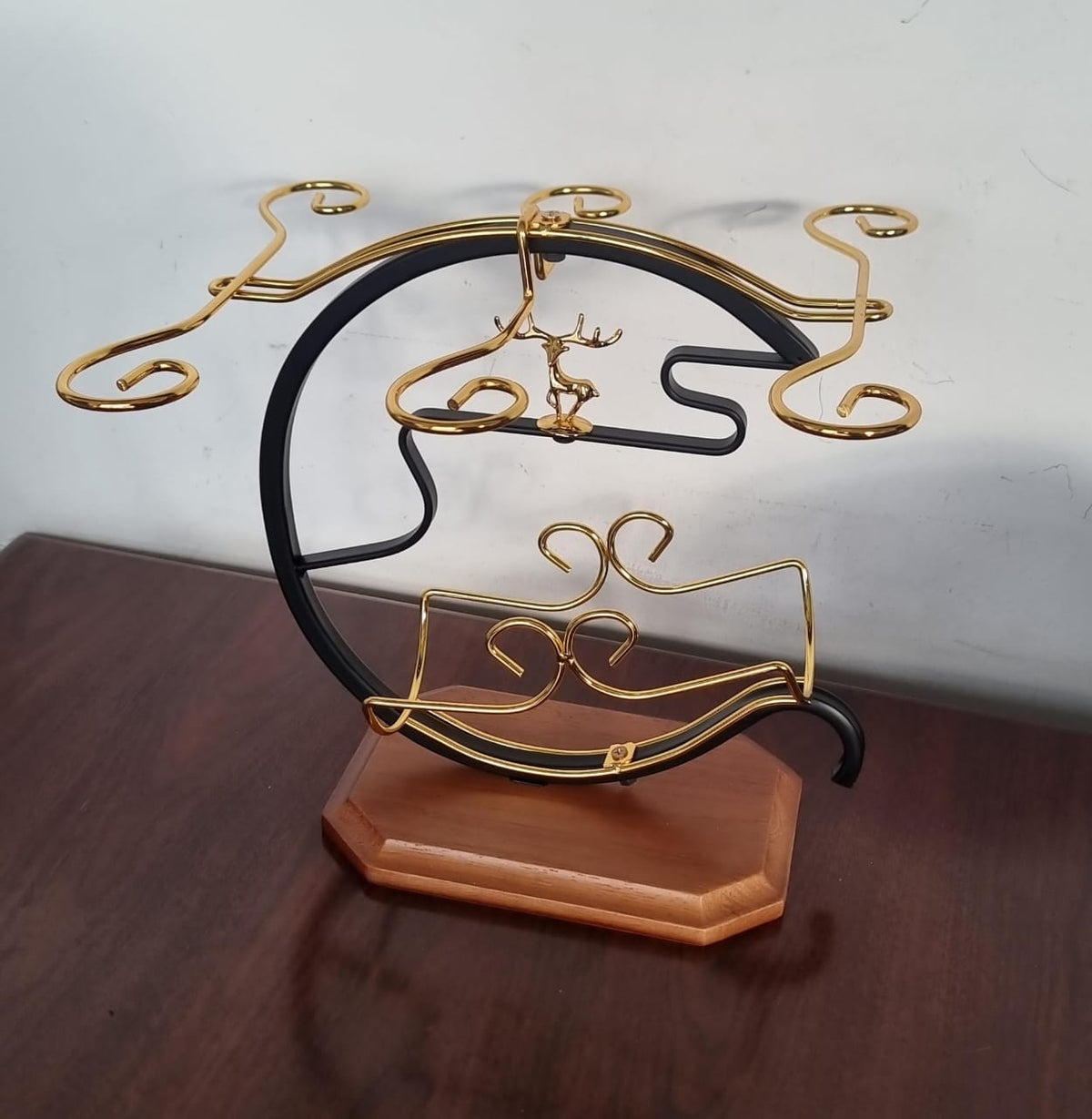 Golden Wine Bottle and Glass Rack