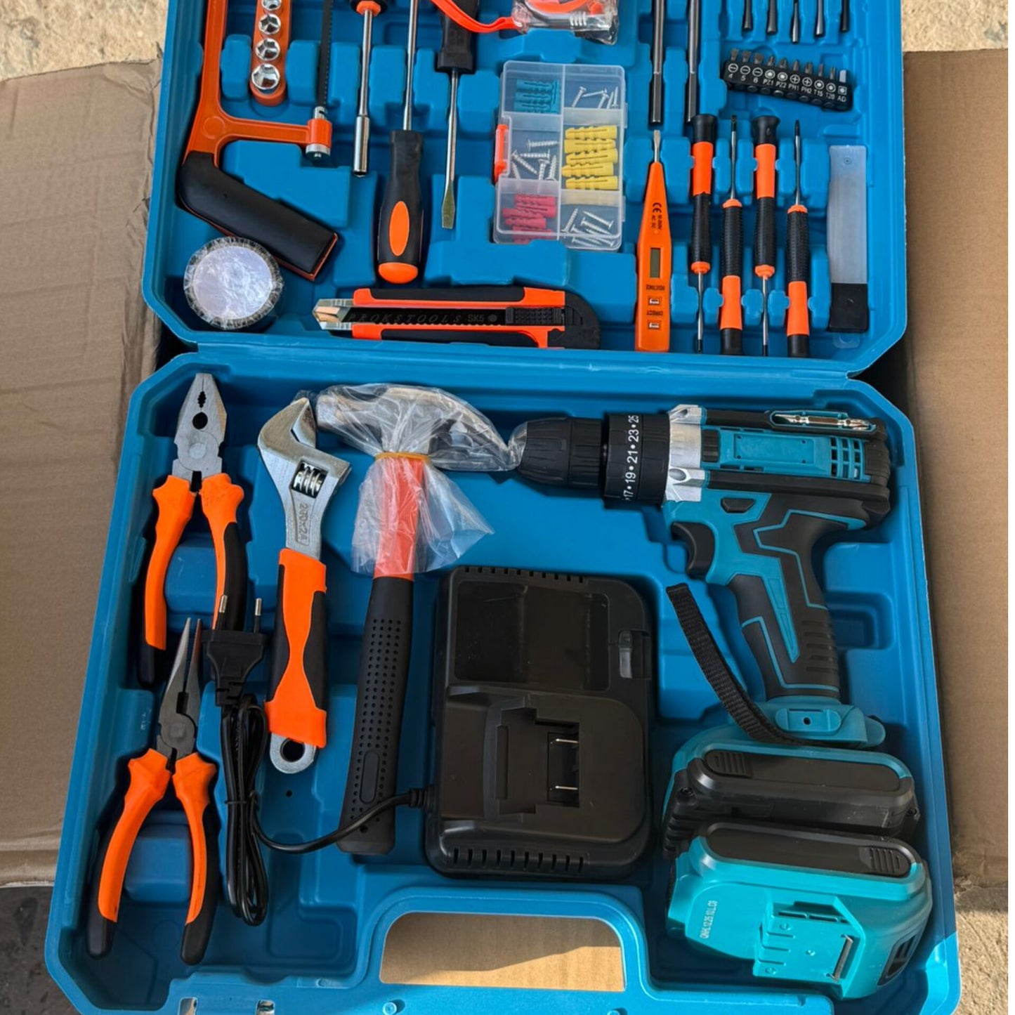 Cordless Drill and Household Hand Tool Kit