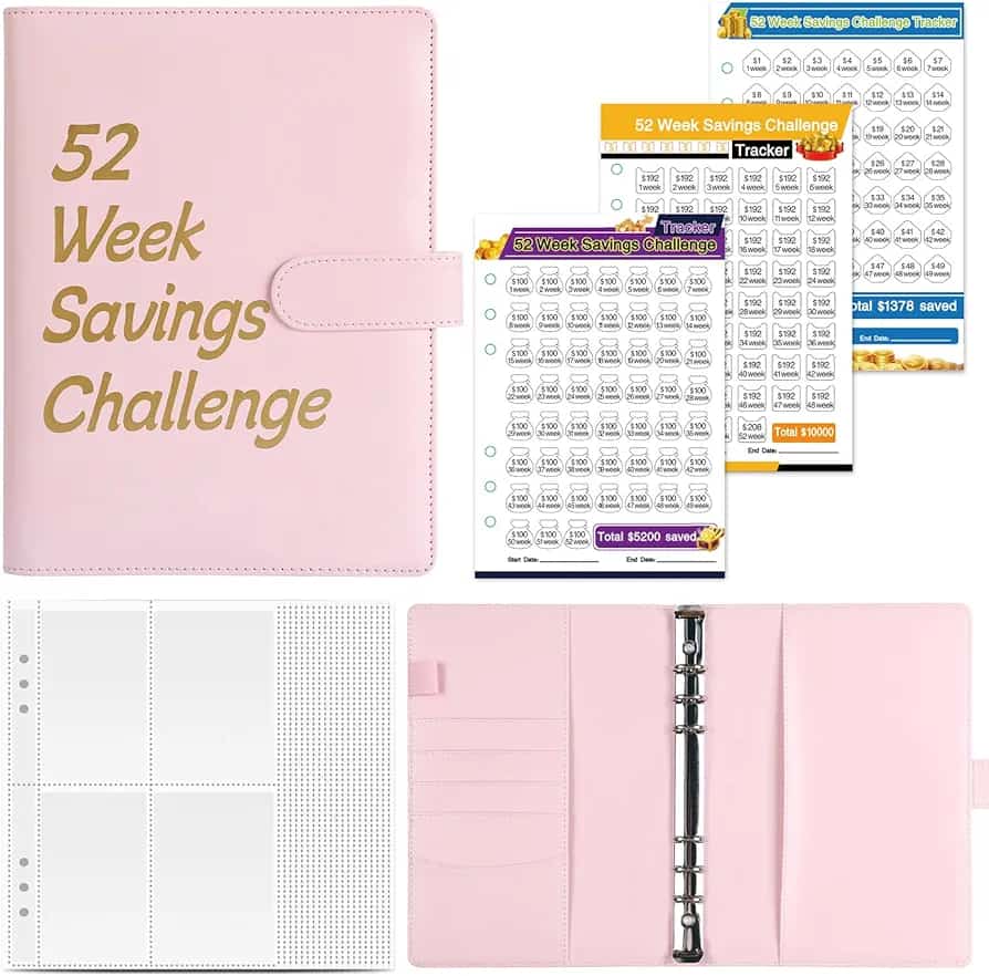 A5 52 Weeks Saving Challenge Binder Notebook
