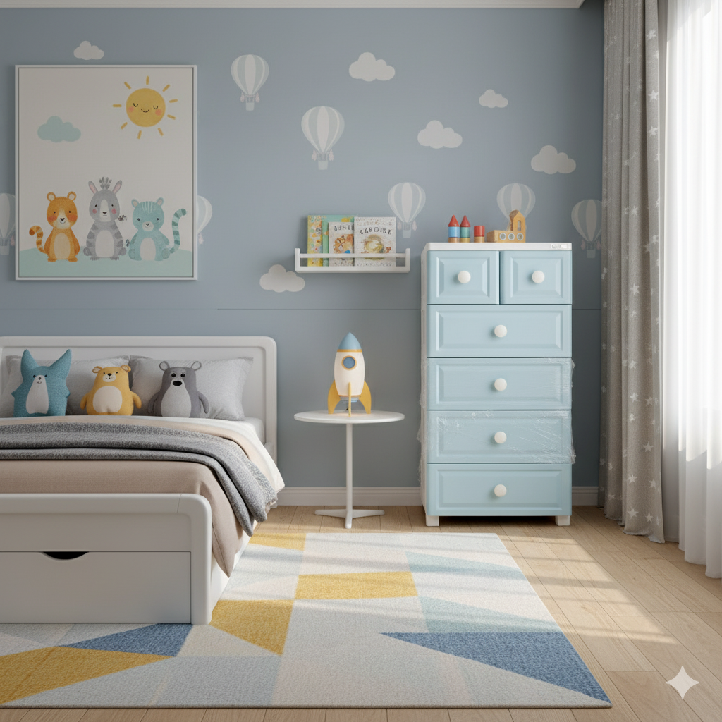 Kids plastic chest of drawers cabinet