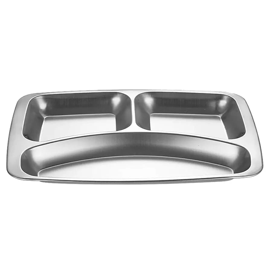3 Section Stainless Steel Partitioned Plate
