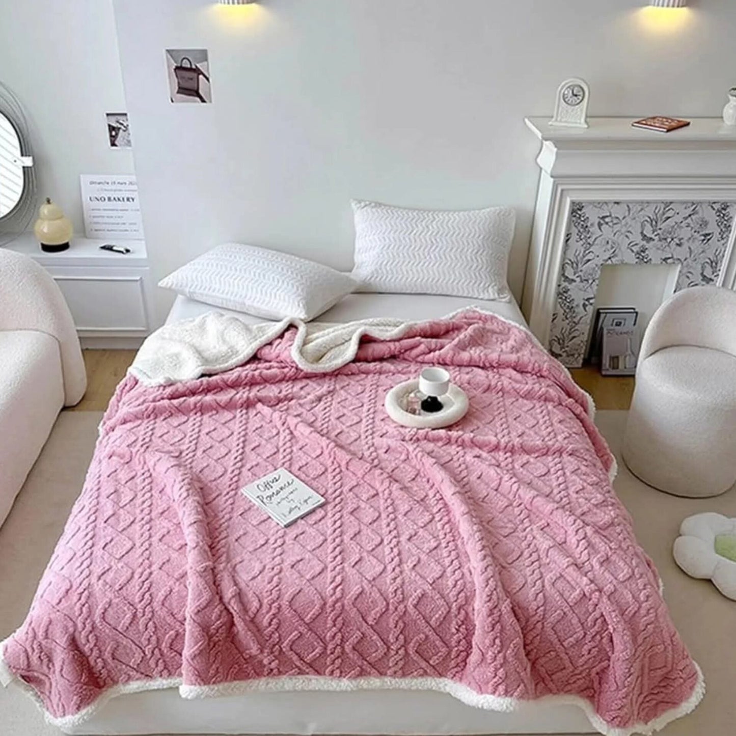 Reversible Lamb Fur Winter Throw Blanket Soft Fleece Bed Quilt (200cm)