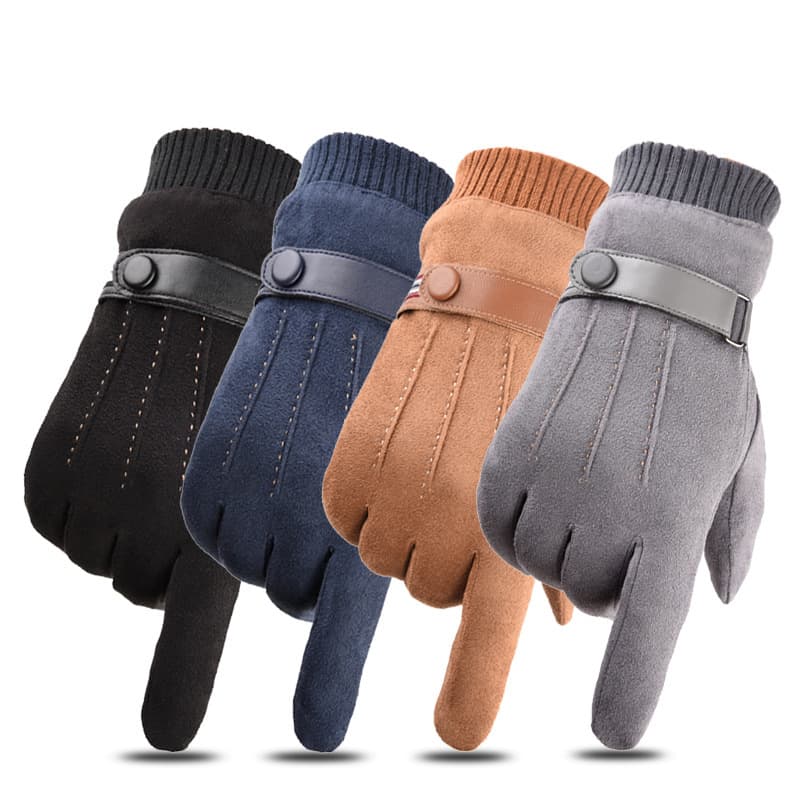 Touch Screen Winter Gloves With A Strap Buckle