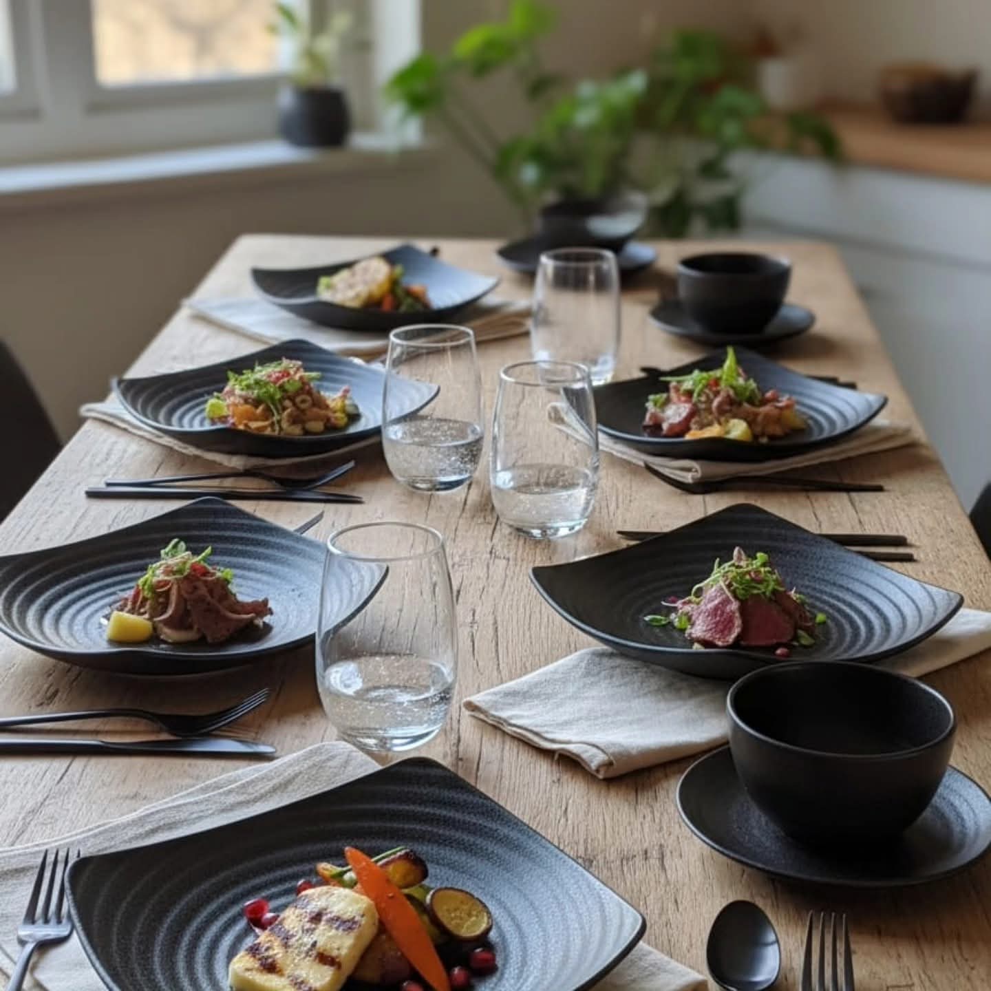 6pcs black bowls