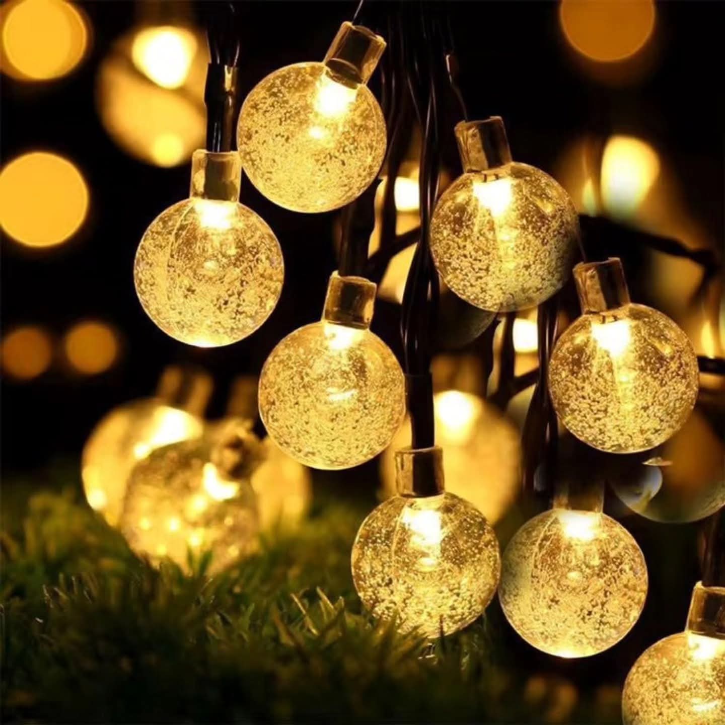 12M Solar Outdoor Christmas Bubble Ball String Lights