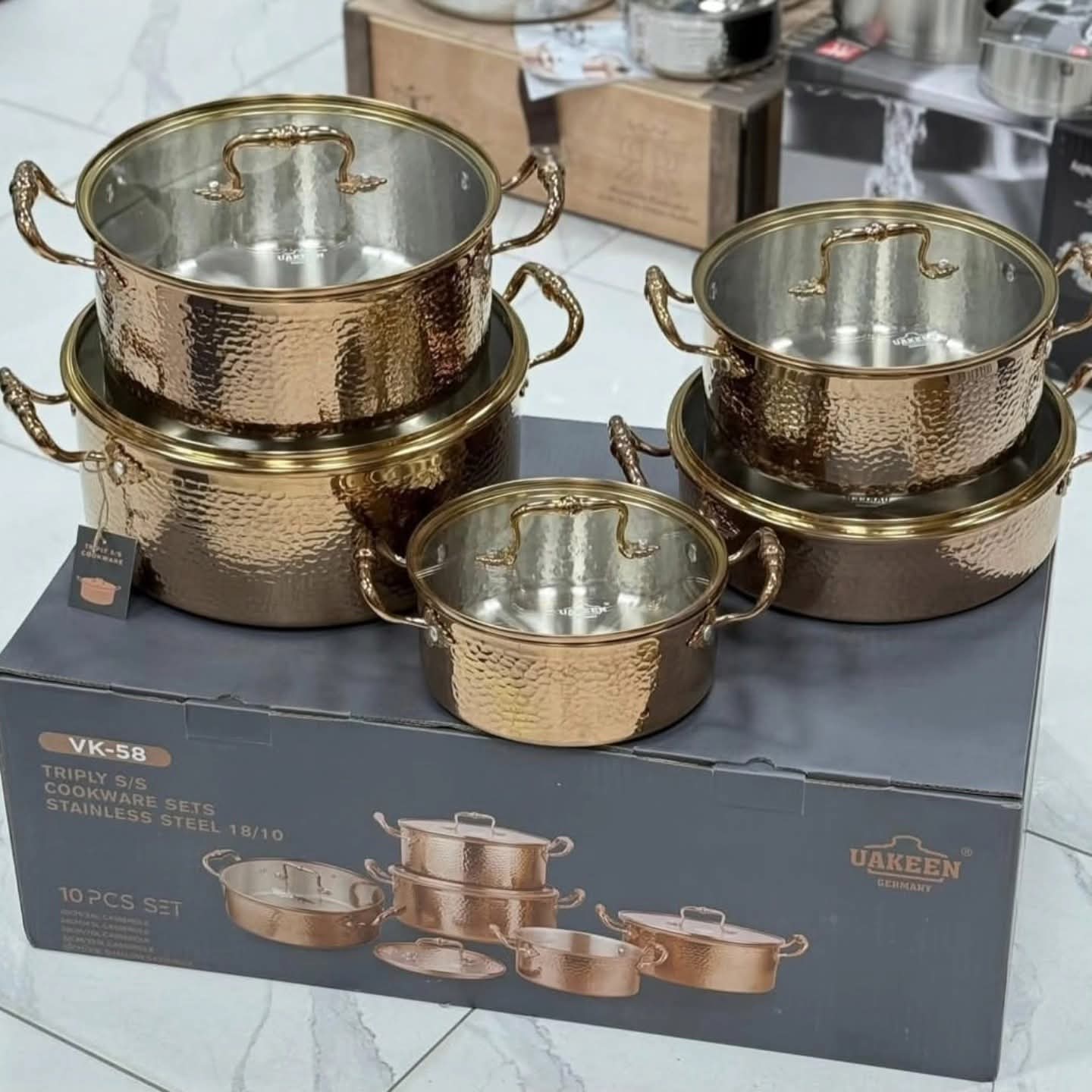 10Pcs Gold Stainless Steel Cookware Set