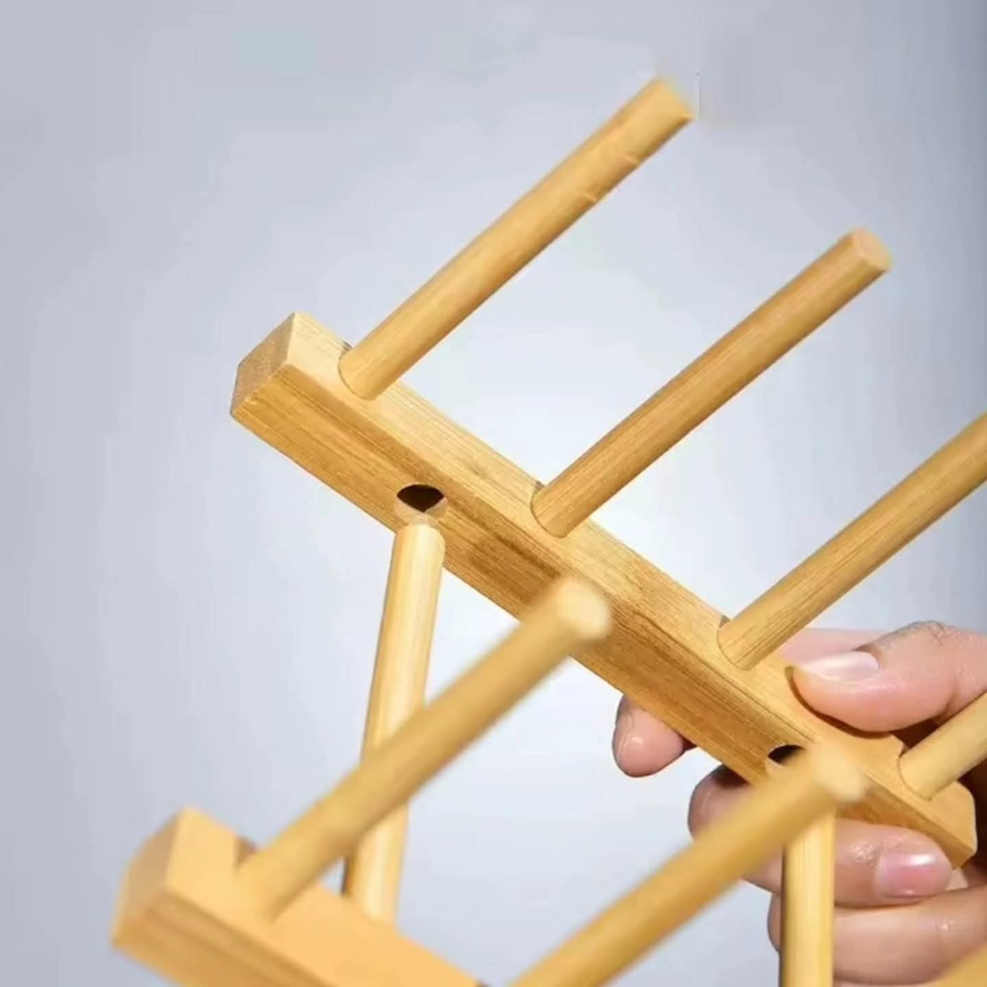 8 Slot Bamboo Plate Rack
