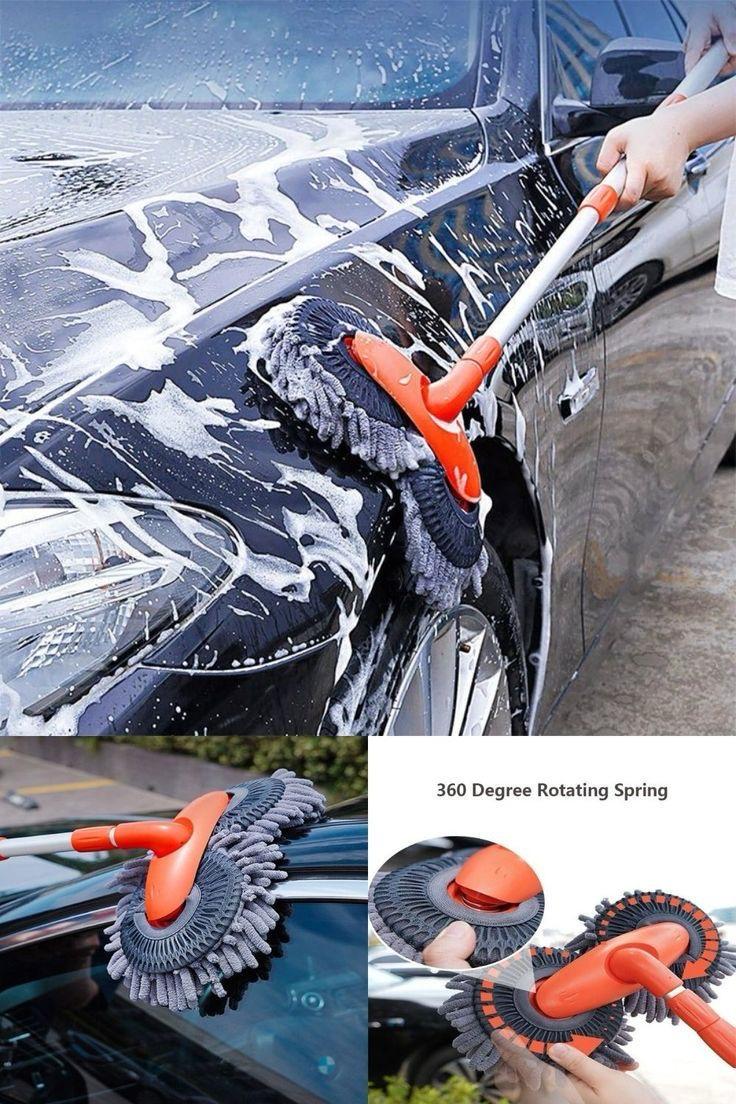 Double headed car cleaning brush mop