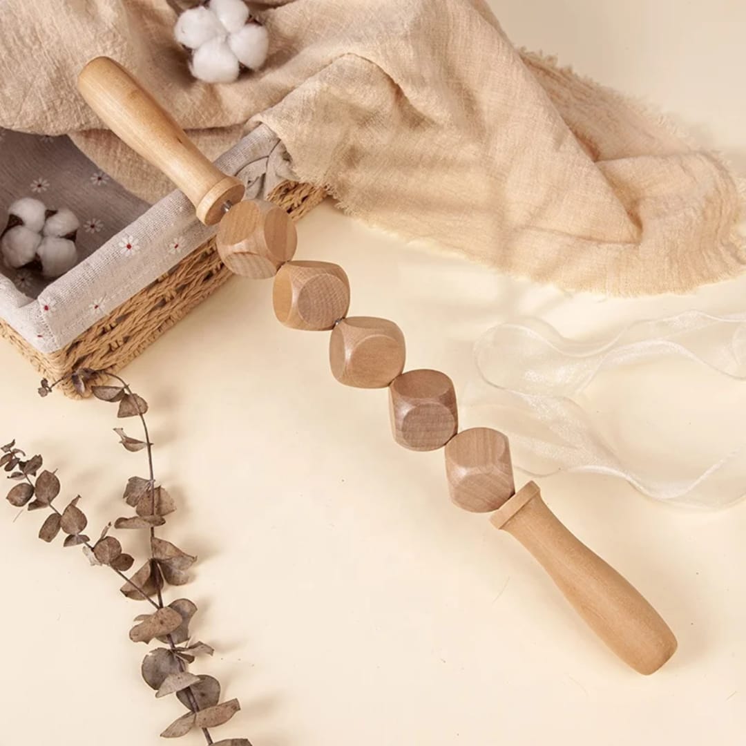 Wooden massage roller stick