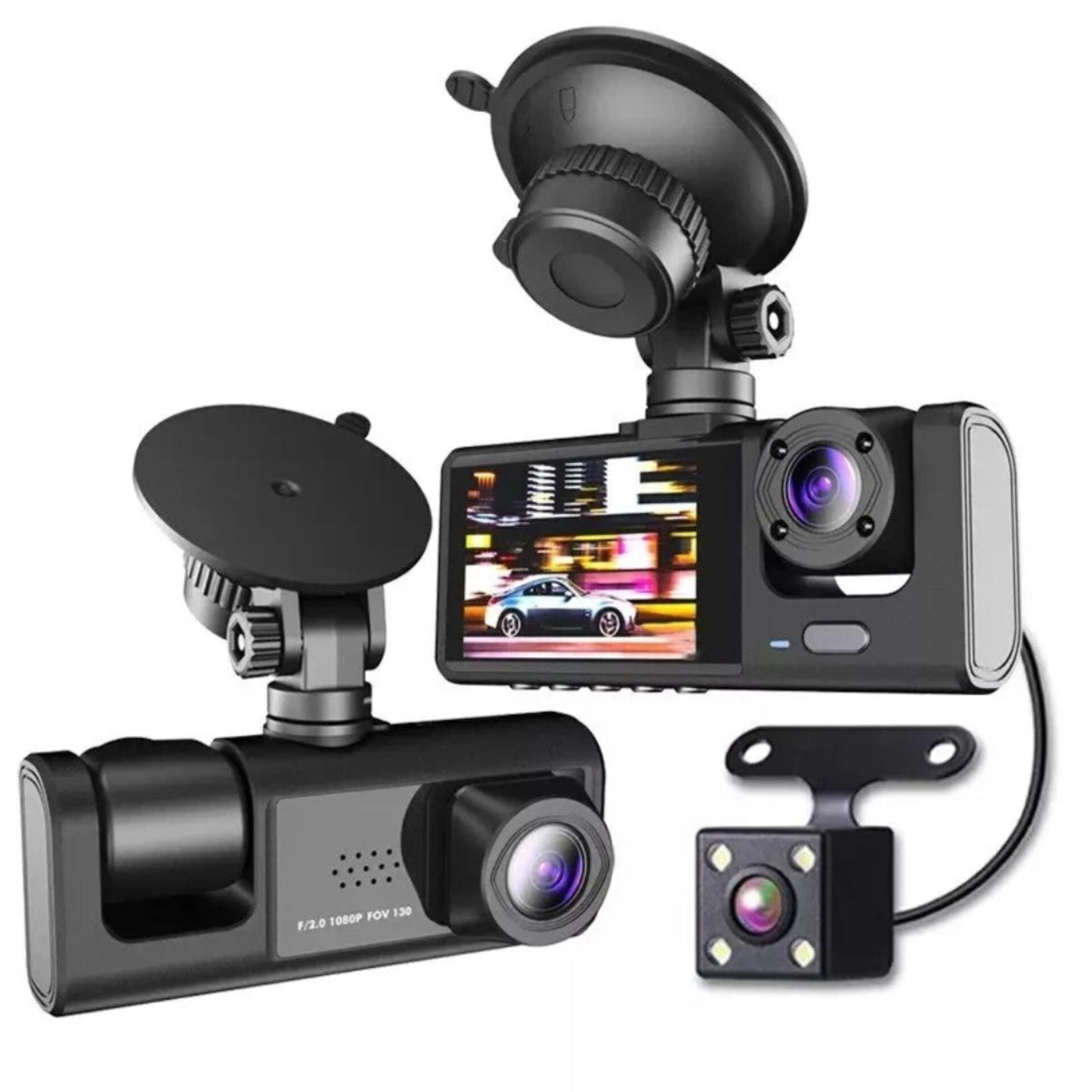 Front/Rear/Inside Video Recorder Camera G-sensor HD 1080P Car Dual Lens Dash Cam
