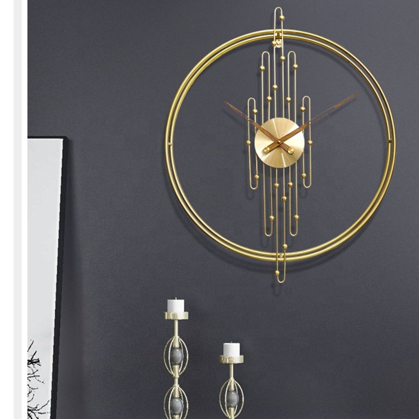 Abstract Double Circle Gold Metal Wall Clock