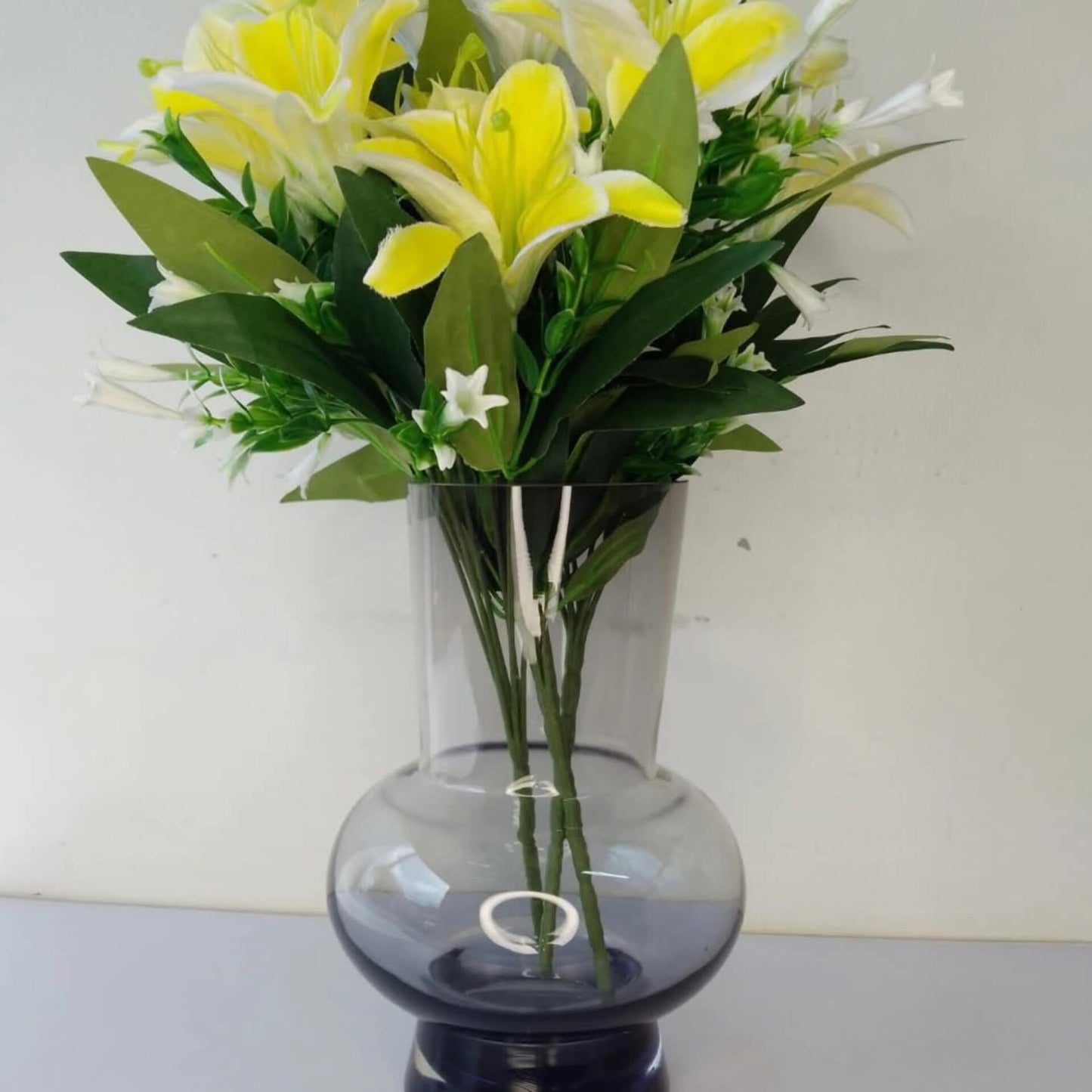 Black Tinted Glass Tabletop Vase