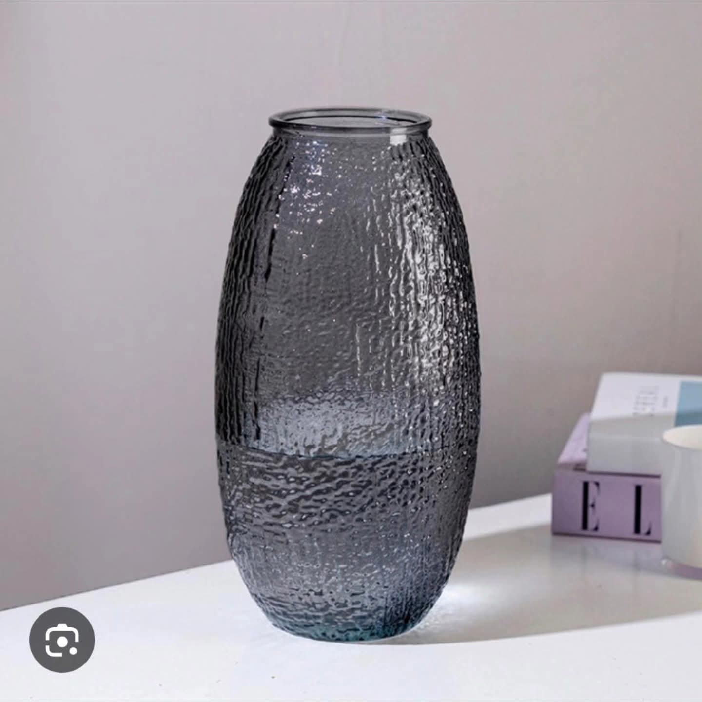 Textured Glass Flower Vase