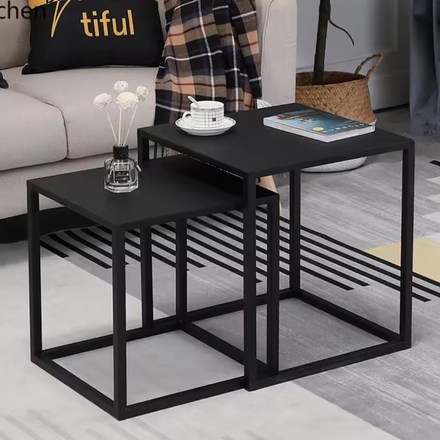 2 in 1 Metallic Side Table/bedside