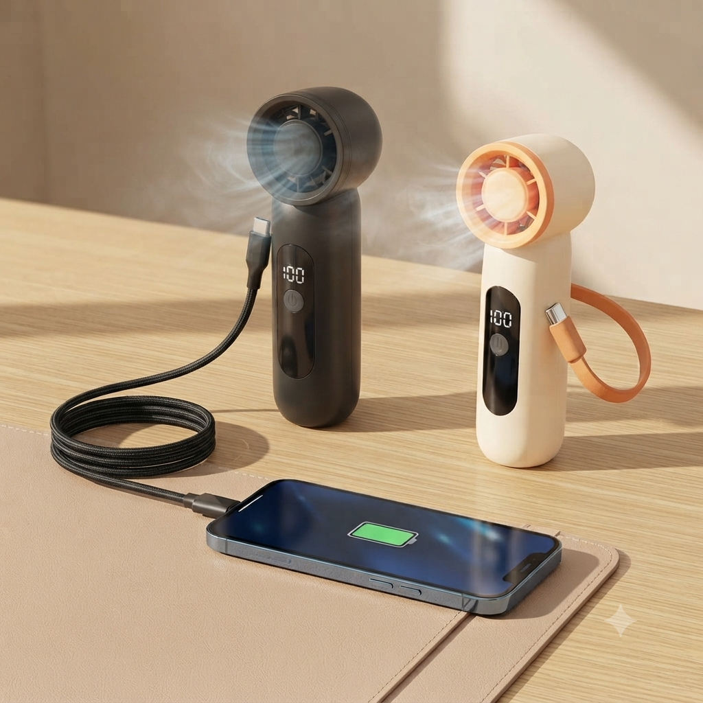 2 in 1 Mini Handheld Fan with Inbuilt Power Bank FA11