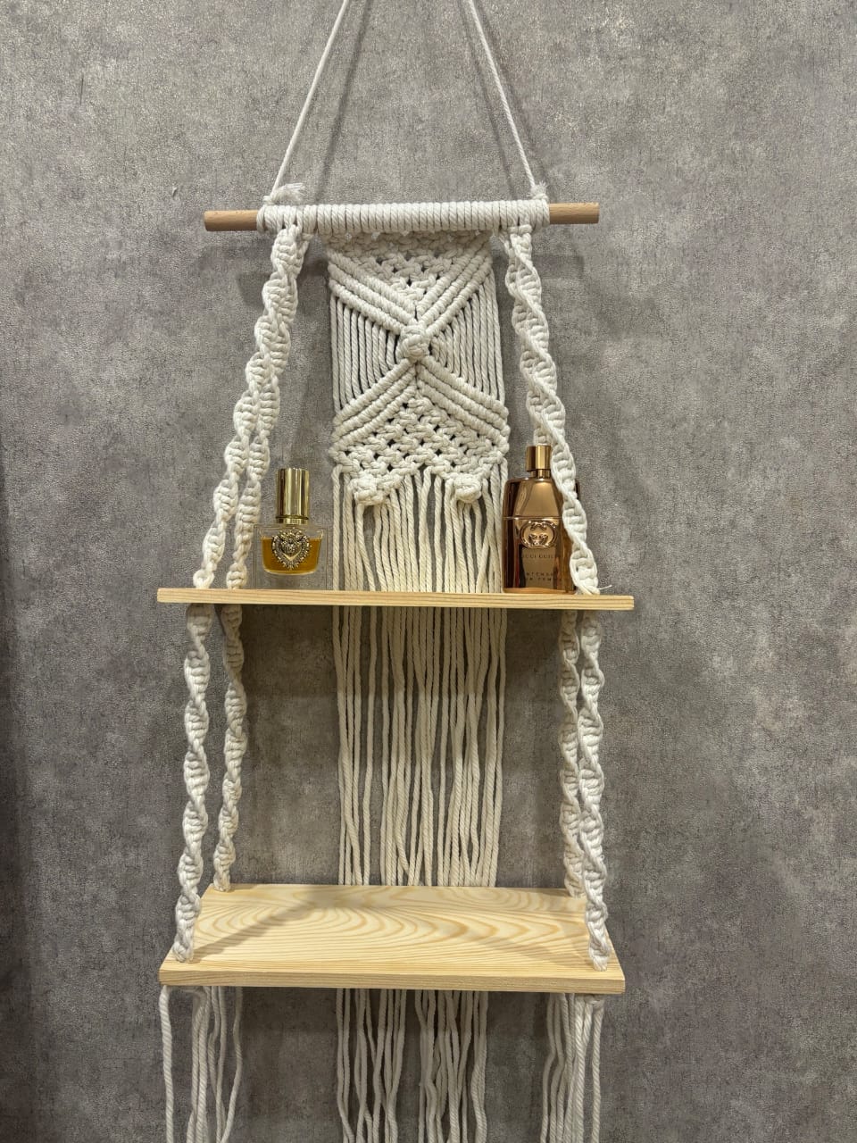 2 Tier Bohemian Woven wall hanging Floating shelves