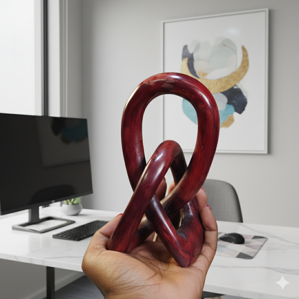 Hand-Carved Abstract Unity Sculpture