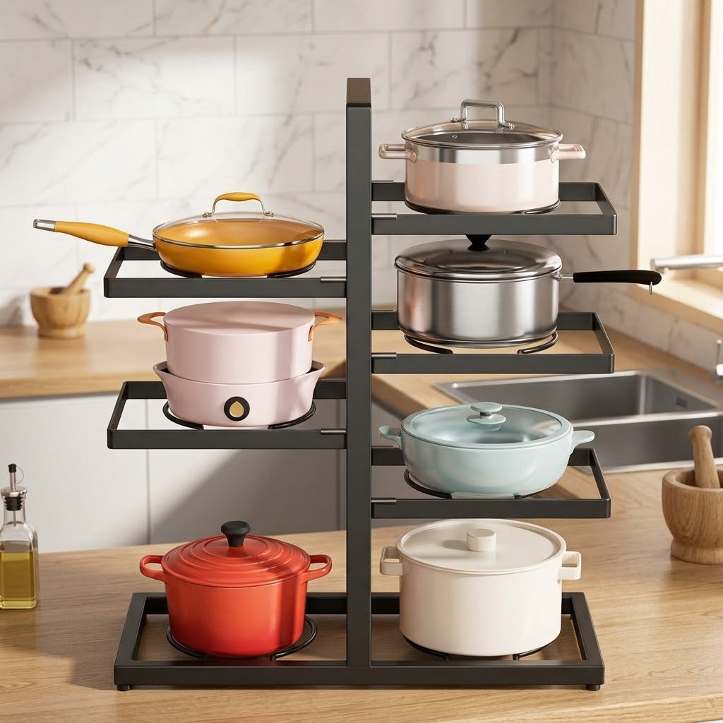 7 Tier Pots Pan Storage Organizer Rack