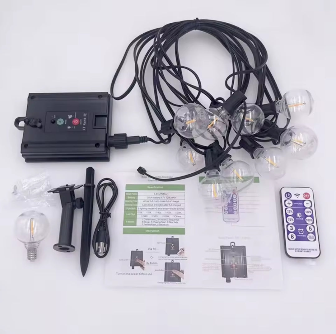 16M Solar String Lights with 20 Bulbs |Solar Rechargeable Christmas Lights