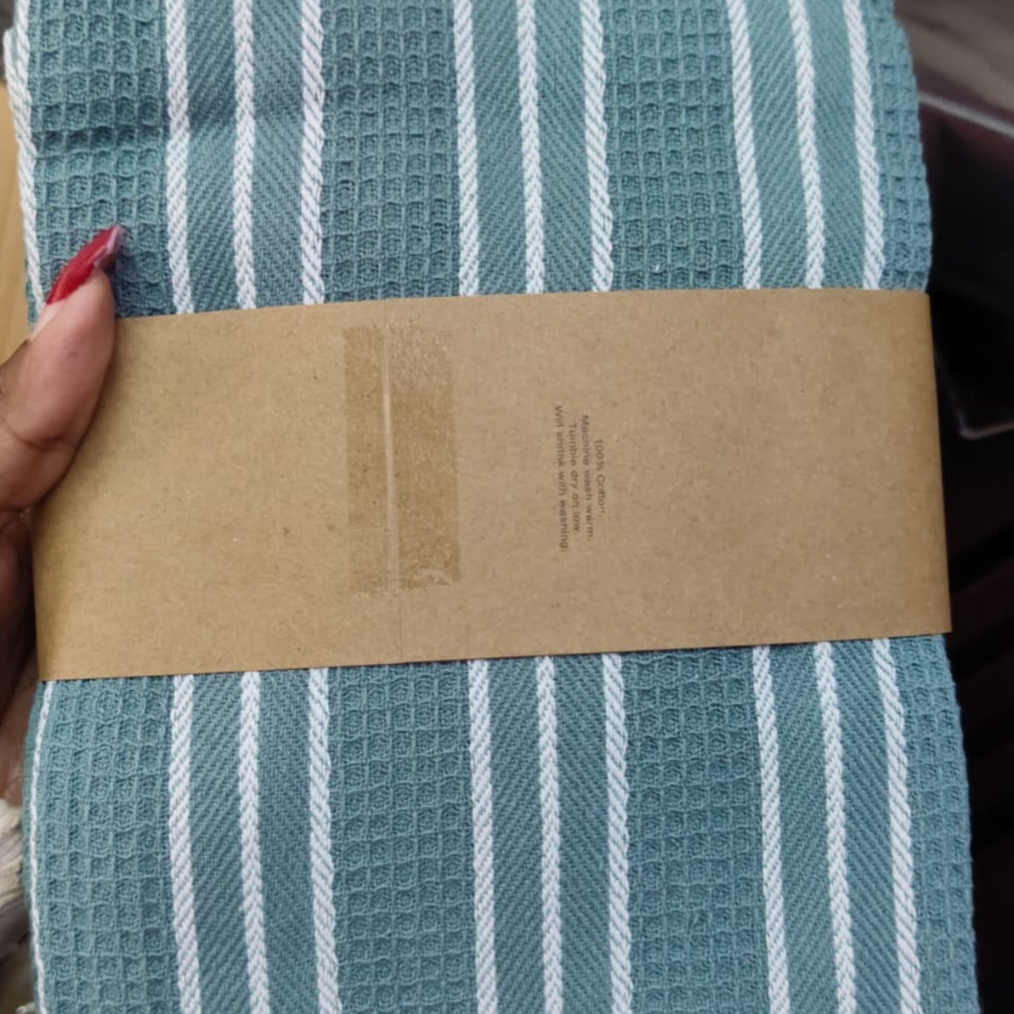 Checked Waffle Weave 3 Kitchen Towel Set 3 Pieces