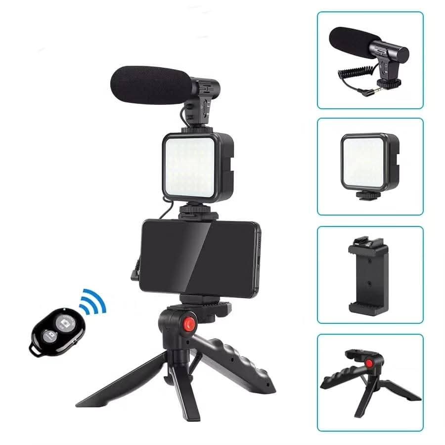 4 in 1 Vlog Kit Microphone Selfie Light Tripod Stand Mobile Holder