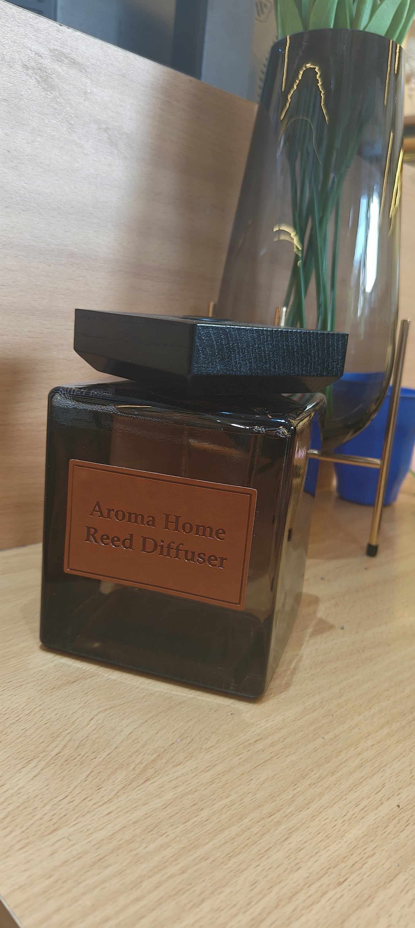 1000ml Extra Large Black Glass Cube Reed Diffuser